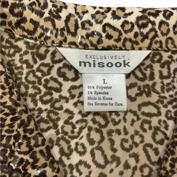 Exclusively Misook Jacket Animal Print Faux Leather Zip Clear Sequin Women Large - Picture 3 of 9